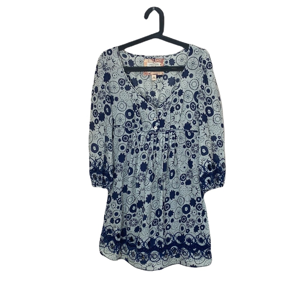 Chelsea & Violet Blue and White Print Dress Size XS